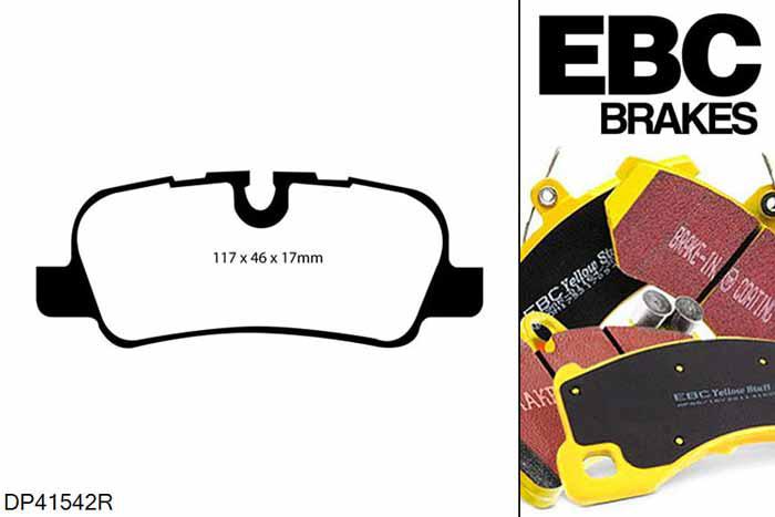 DP41542R, Landrover Range Rover (L322), 3.6 TD Range Rover (L322), EBC Yellowstuff remblokken set achteras Voor modellen met TRW remklauwen aan de achteras, Voor modellen met remschijf diameter van 354mm aan de achteras