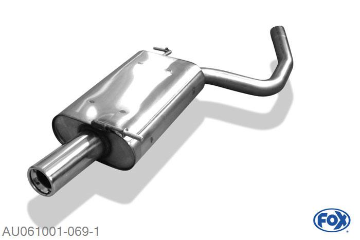 AU061001-069, Audi A4 Typ B6 1.6l 75kW 2.0l 96kW 1.9l TDI 74/85/96kW, Einddemper met eindstuk 1x80mm  Type 13 55mm Buisdiameter Geheel RVS, Absortie demper, mooie diepe sound, Teilegutachten (eintragungspflichtig)