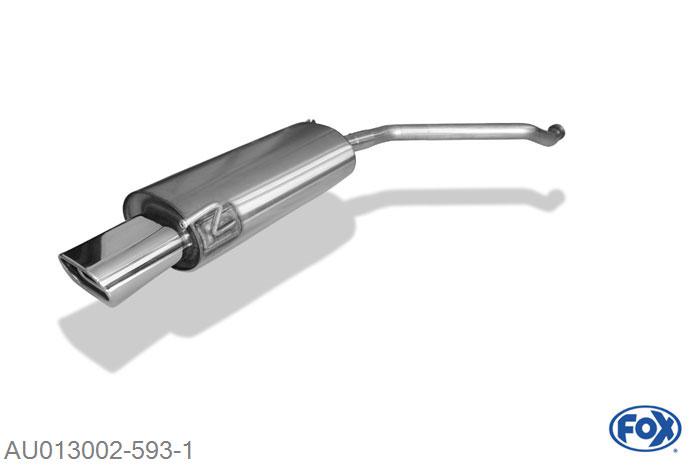 AU013002-593, Audi 80 Typ B4 Limousine & Avant 1.6l 52/74kW 2.0l 66/85kW 1.9l D 55/66kW, Einddemper dubbele buis - 135x80mm  Type 53 Geheel RVS, Absortie demper, mooie diepe sound, Met E-keur