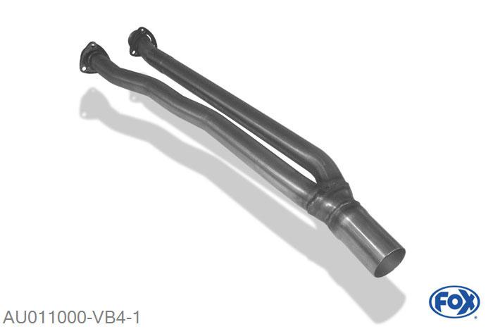 AU011000-VB4, Audi 80/90 - Typ 89, B3, B4 - Limousine/ Coupe/ Cabrio 2.6l/ 2.8l Coupe bis 07/94`, Verbindingsbuis zum Kat voor AU011000-MSD 63,5mm Buisdiameter Geheel RVS, Met E-keur
