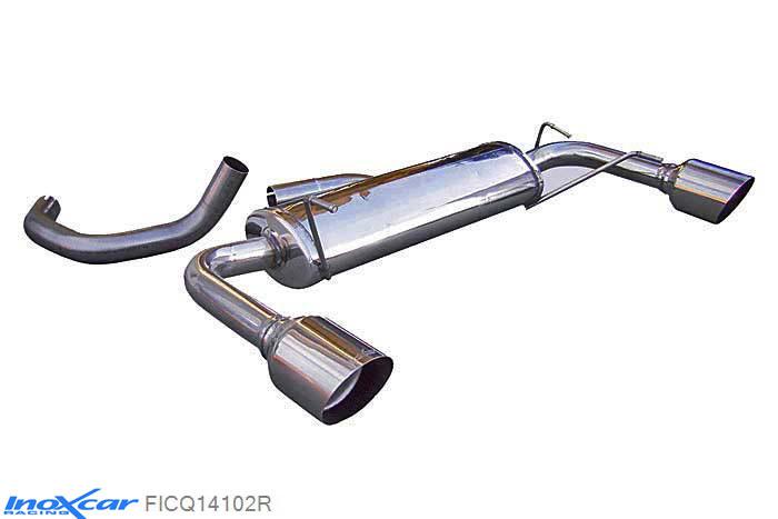 IX FICQ14102R, Abarth 595 1.4 TURBO T-JET (160PK) 2012-, Inoxcar Rear silencer 1X102mm RACING Left and Right Stainless steel, With E.E.C. homologation