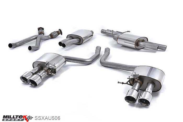 SSXAU506, Audi SQ5 3.0 TFSI 2014- Milltek, Cat-back system, Quad Polished Tips Quad 100mm GT100 Polished, 2,37 inch, 60,3mm