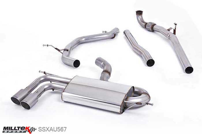 SSXAU567, Audi A3 2.0 TDI 140bhp 2WD 3 door non-DPF 2004-2012 Milltek, Turbo-back system, Titanium Tips Twin 80mm GT80 Titanium, 2,75 inch, 69,85mm