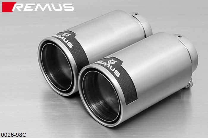 0026 98C, Abarth 500 Abarth, type 312, Year 2007- , 1.4l 99 kW, Remus Tail pipe set L/R consisting of 2 tail pipes round 98 mm Street Race, with adjustable spherical clamp connection