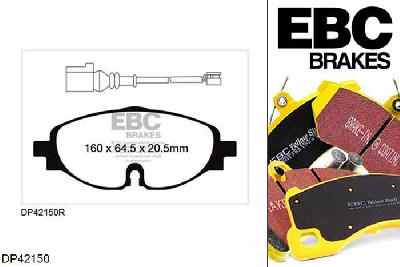DP42150R, Audi A3 Cabriolet (8V), 1.8 Turbo 180 PK 2014-, EBC Yellowstuff remblokken set vooras, Voor modellen met TRW remklauwen aan de vooras, Voor modellen met een remschijf diameter 312mm