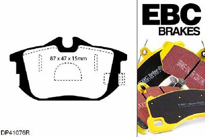 DP41076R, Mitsubishi Colt, 1.1 Colt, EBC Yellowstuff remblokken set achteras Voor modellen met Girling/TRW remklauwen aan de achteras, Voor modellen met remschijf diameter van 250mm aan de achteras