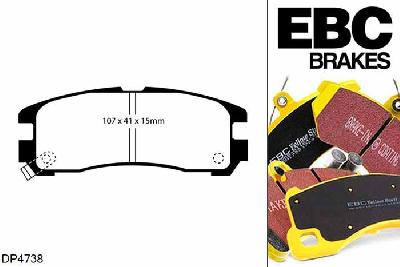 DP4738R, Mitsubishi Eclipse, 2.0 GS Eclipse, EBC Yellowstuff remblokken set achteras Voor modellen met Akebono remklauwen aan de achteras, Voor modellen met remschijf diameter van 262mm aan de achteras