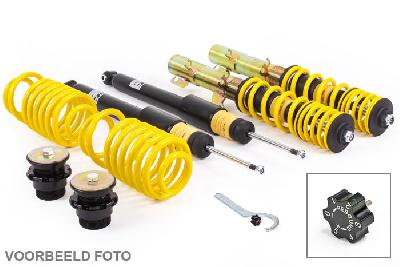 ST-Suspensions ST-XA schroefset, In hoogte en demping instelbaar, Audi A3  (8V) without electronic dampers Cabrio  Frontantrieb  nur Fahrzeuge mit Mehrlenker-Hinterachse / convertible  2WD  only vehicles with IRS, Federbein diameter55mm / susp strut diameter55mm 03/14-, Max. vooraslast 981 tot 1090 KG, Verlaging vooras 30-60 mm, Verlaging achteras 30-55 mm, Not for vehicles with electronic damper control, Only for cars with a clamp diameter of 55 mm on the front axle., At vehicles equipped with electronic damping, the electronic damping control needs to be deactivated. Deactivation kit KW Part-no. 68510370.