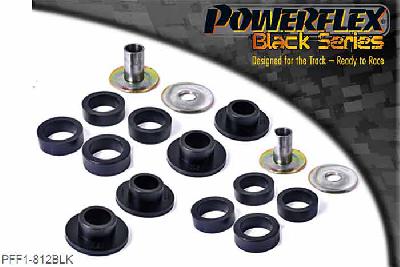 PFF1-812BLK, Alfa Romeo 147 (2000-2010), 156 (1997-2007), GT (2003-2010) Front Lower Wishbone Rear Bush, These bushes are designed to fit genuine control arms. If non genuine arms are fitted and you find the stainless steel sleeve not to fit onto the wishbone, please contact us with dimensions of the wishbone pin as you will require modified sleeves. There can be an issue with the pin diameter for PFF1-812 sleeves on non-genuine arms.   The genuine arms have a pin diameter of 20mm, the non genuine arms have a pin diameter of 21.3mm.  If you have arms with 21.3mm pin for the 812 bush then telephone and we will send you replacements. PFF1-812 kit also comes with different sized rings. Select the correct ring depending on the rear bracket fitted.   Use smaller ring (802b) with the aluminium bracket and 802c with the pressed steel bracket.   It is only possible to fit these bushes after removing the arms from the car.   For arms fitted with the pressed steel rear bracket the rubber bush may need to be burned out using a blowtorch, then the bracket cleaned up to ensure a good surface. WE RECOMMEND THE USE OF LOCTITE 648 OR 848 TO SECURE CENTRE SLEEVE TO ARM, 2 stuk(s) benodigd  per auto, 2 stuk(s) in verpakking, prijs per set van 2 stuk(s)