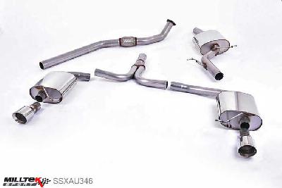 SSXAU346, Audi A5 Sportback 2.0 TFSI 2WD and quattro Multitronic / S tronic 2009-2012 Milltek, Cat-back system, For Asian market extended wheelbase A5 model. Dual-outlet 100mm GT100 Polished, 2,76 inch, 70mm