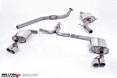 SSXAU347, Audi A5 Sportback 2.0 TFSI 2WD and quattro Multitronic / S tronic 2009-2012 Milltek, Cat-back system, For Asian market extended wheelbase A5 model. Quad-outlet Twin 80mm GT80 Polished, 2,76 inch, 70mm