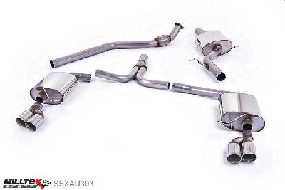SSXAU303, Audi A5 Sportback 2.0 TFSI 2WD and quattro Multitronic / S tronic 2009-2012 Milltek, Cat-back system, Quad-outlet. Requires S5 Sportback lower valance (S-line model only) Twin 80mm GT80 Polished, 2,76 inch, 70mm