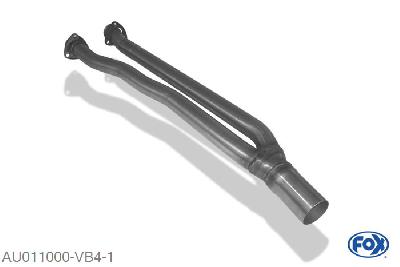 AU011000-VB4, Audi 80/90 - Typ 89, B3, B4 - Limousine/ Coupe/ Cabrio 2.6l/ 2.8l Coupe bis 07/94`, Verbindingsbuis zum Kat voor AU011000-MSD 63,5mm Buisdiameter Geheel RVS, Met E-keur