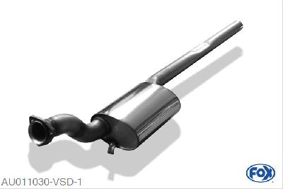 AU011030-VSD, Audi 80/90 Typ 89 quattro 1.8l 66/81/82/83kW 1.9l 83kW 2.0l 82/83/85/101/118kW 2.2l 88/100kW 2.3l 98/123/125kW, Voordemper Geheel RVS, Absortie demper, mooie diepe sound, Met E-keur