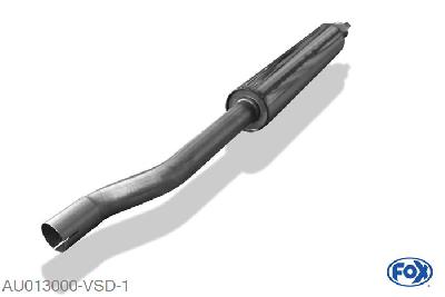 AU013000-VSD, Audi 80 Typ B4 Limousine & Avant 1.6l 52/74kW 2.0l 66/85kW 1.9l D 55/66kW, Voordemper 50mm Buisdiameter Geheel RVS, Absortie demper, mooie diepe sound, Met E-keur