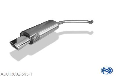 AU013002-593, Audi 80 Typ B4 Limousine & Avant 1.6l 52/74kW 2.0l 66/85kW 1.9l D 55/66kW, Einddemper dubbele buis - 135x80mm  Type 53 Geheel RVS, Absortie demper, mooie diepe sound, Met E-keur