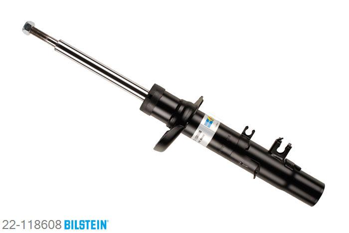 22-118608, Bilstein B4  Gas Schokdemper vooras links, Citroen C2 (JM_), "1.1,  1.4,  1.4 16V,  1.4 HDi,  1.6,  1.6 HDi,1.6 VTS", 09/2003-, Standaard lengte, geschikt voor gebruik met verlagingsveren tot -30mm