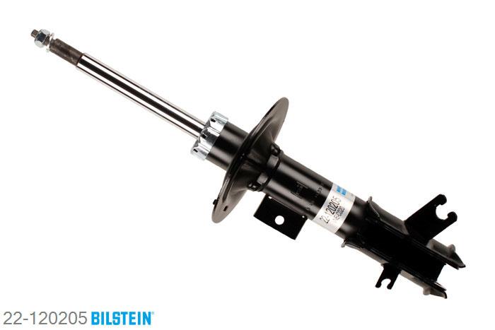 22-120205, Bilstein B4  Gas Schokdemper vooras rechts, Volvo S40 I (VS), "1.6,  1.8,  1.8 i,  1.9 DI,  1.9 T4,  2.0,2.0 T,  2.0 T4", 10/1997-12/2003, with standard chassis, Standaard lengte, geschikt voor gebruik met verlagingsveren tot -30mm
