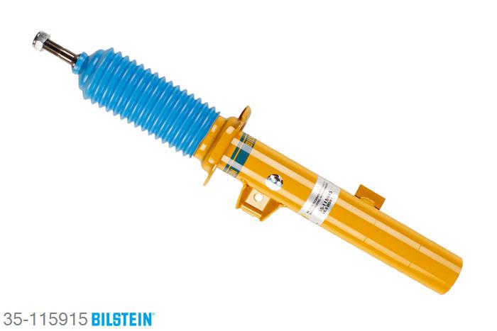 35-115915, Bilstein B6  Sport Schokdemper vooras rechts, BMW 1 (E81, E87), "116 i,  116d,  116i,  118 d,  118 i,  118d,118i,  120 i,  120d,  120i,  123d,  130i,2.0", 09/2006-09/2012, without M-technics, Standaard lengte, geschikt voor gebruik met verlagingsveren tot -40mm