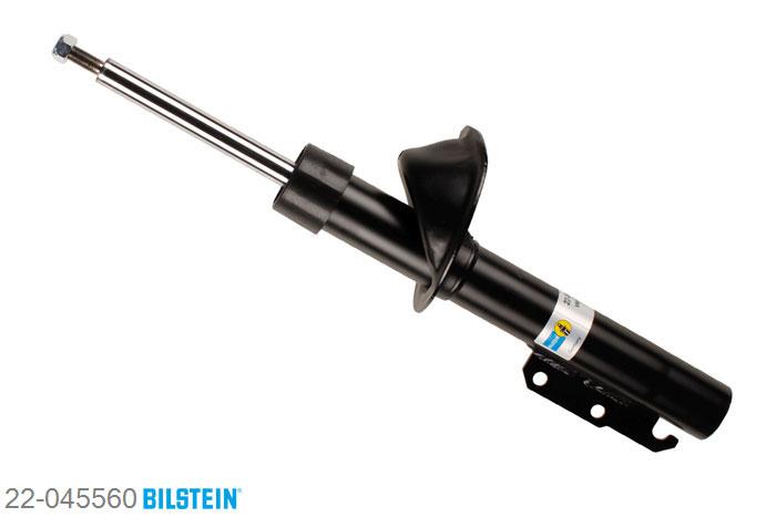 22-045560, Bilstein B4  Gas Schokdemper vooras, Ford FIESTA III (GFJ), 1.4,  1.4 CAT, 03/1989-12/1995, mark: iS / Front axle strutdiameter 45,5 mm, Standaard lengte, geschikt voor gebruik met verlagingsveren tot -30mm