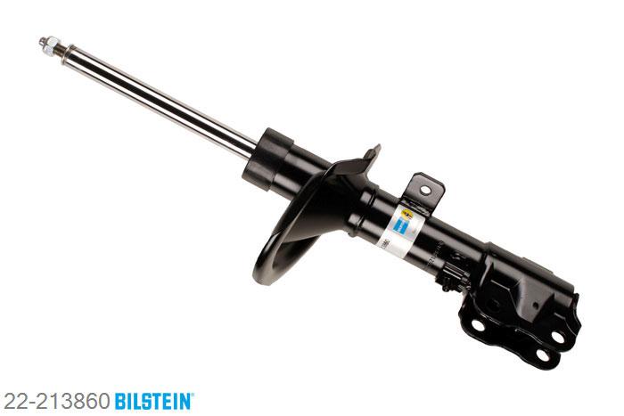 22-213860, Bilstein B4  Gas Schokdemper vooras links, Mitsubishi LANCER SPORTBACK (CX_A), "1.5,  1.5 Bifuel,  1.6,  1.8,  1.8 Bifuel,1.8 DI-D,  1.8 Flex,  2.0 DI-D,  2.0 i,2.4 i", 10/2007-, rim: 18'', Standaard lengte, geschikt voor gebruik met verlagingsveren tot -30mm