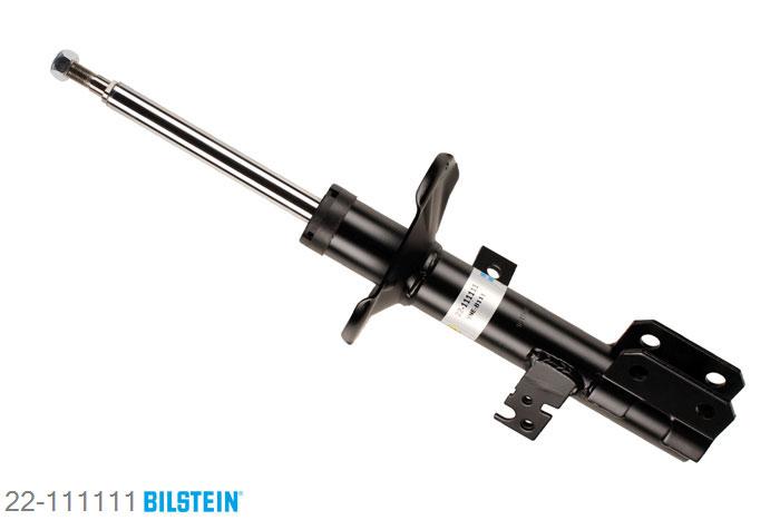 22-111111, Bilstein B4  Gas Schokdemper vooras links, Toyota COROLLA Estate (_E12J_, _E12T_), 1.4 D,  1.4 VVT-i,  1.6 VVT-i,  1.8,  2.0 D-4D, 04/2004-02/2007, Country Vers. External Teeth, wheel side, Standaard lengte, geschikt voor gebruik met verlagingsveren tot -30mm