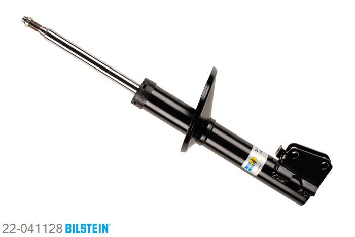 22-041128, Bilstein B4  Gas Schokdemper vooras, Renault CLIO I (B/C57_, 5/357_), 1.1, 01/1991-09/1998, Front axle fixing hole pitches 52 mm, Standaard lengte, geschikt voor gebruik met verlagingsveren tot -30mm