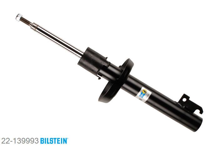 22-139993, Bilstein B4  Gas Schokdemper vooras, Ford FIESTA III (GFJ), 1.1,  1.3 CAT,  1.4,  1.4 CAT, 03/1989-01/1997, mark: C,CL,Ghia,Youth,Van / Front axle strutdiameter 45,5 mm, For vehicles without stabilizer, Standaard lengte, geschikt voor gebruik met verlagingsveren tot -30mm