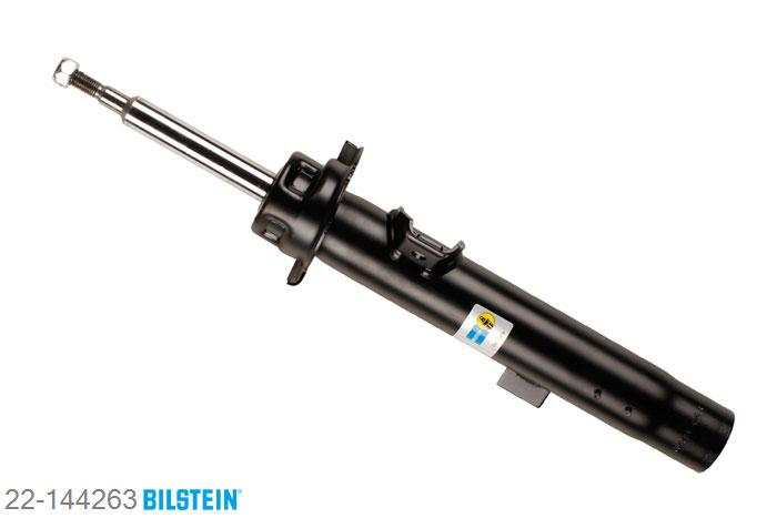 22-144263, Bilstein B4  Gas Schokdemper vooras rechts, BMW 1 (E81, E87), "116 i,  116d,  116i,  118 d,  118 i,  118d,118i,  120 i,  120d,  120i,  123d,  130i,2.0", 09/2006-09/2012, with standard chassis, Standaard lengte, geschikt voor gebruik met verlagingsveren tot -30mm