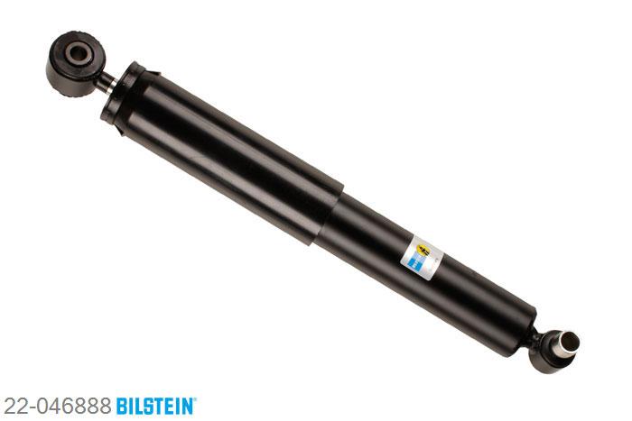 22-046888, Bilstein B4  Gas Schokdemper achteras, Renault LAGUNA (B56_, 556_), "1.6 16V,  1.8,  1.8 16V,  1.8 i,  2.0,2.0 16V", 06/1995-03/2001, opening of fixing clamp at front 34 mm, with standard chassis, Standaard lengte, geschikt voor gebruik met verlagingsveren tot -30mm