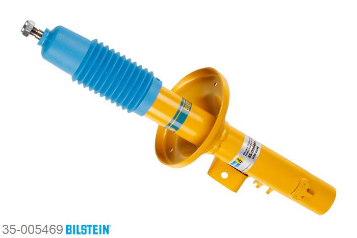35-005469, Bilstein B6  Sport Schokdemper vooras links, Peugeot 205 I (741A/C), "1.0,  1.1,  1.3,  1.4,  1.5,  1.6,  1.6 GTI,1.7 Diesel,  1.9 GTI", 02/1983-10/1987, Standaard lengte, geschikt voor gebruik met verlagingsveren tot -40mm