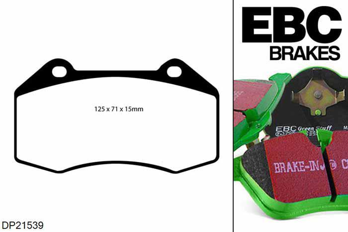 DP21539, Chevrolet HHR, 2.0 Supercharged 2008-2011, EBC Greenstuff remblokken set vooras, Voor modellen met Brembo remklauwen aan de vooras, Voor modellen met een remschijf diameter 316mm