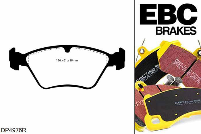 DP4976R, Opel Omega, 2.0 16v 1993-1995, EBC Yellowstuff remblokken set vooras, Voor modellen met ATE remklauwen aan de vooras, Voor modellen met een remschijf diameter 286mm