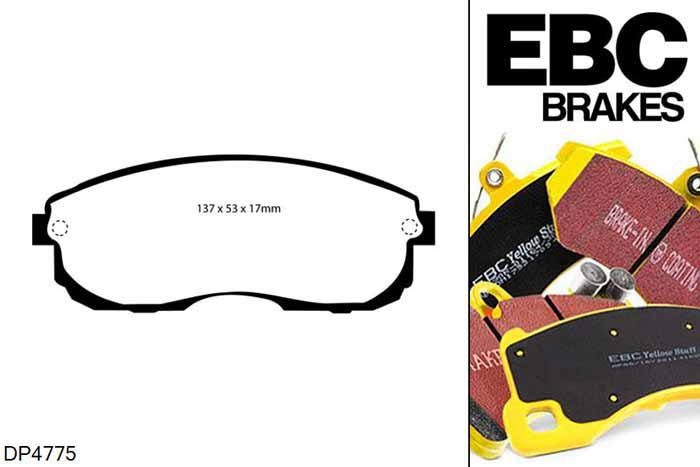 DP4775R, Nissan 200SX, 1.8 Turbo (S13) 1991-1994, EBC Yellowstuff remblokken set vooras, Voor modellen met een remschijf diameter 280mm