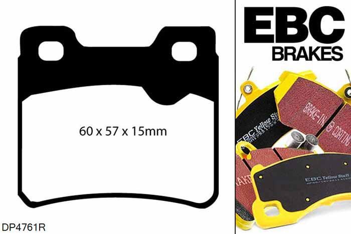 DP4761R, Opel Vectra, 2.0 16v Vectra, EBC Yellowstuff remblokken set achteras Voor modellen met ATE remklauwen aan de achteras, Voor modellen met remschijf diameter van 270mm aan de achteras