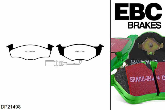 DP21498, Skoda Fabia (6Y), 1.2 54 PK 2001-2008, EBC Greenstuff remblokken set vooras, Voor modellen met een remschijf diameter 239mm