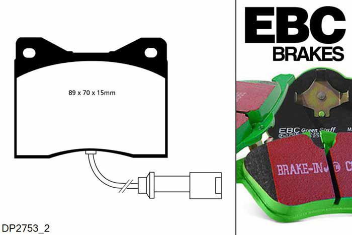 DP2753/2, BMW 5 Series (E12), 520 i (2.0) 1972-1976, EBC Greenstuff remblokken set vooras, Voor modellen met ATE remklauwen aan de vooras, Voor modellen met een remschijf diameter 272mm