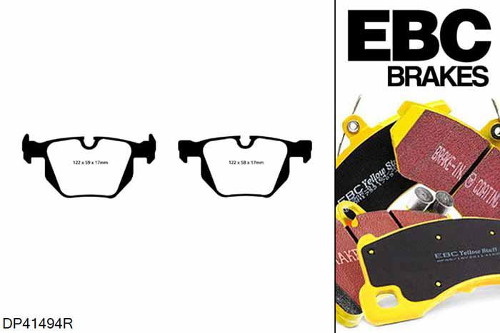 DP41494R, BMW 5 Series (E60), 520 d (2.0 TD) 5 Series (E60), EBC Yellowstuff remblokken set achteras Voor modellen met ATE remklauwen aan de achteras, Voor modellen met remschijf diameter van 320mm aan de achteras