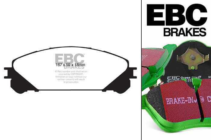 DP61837, Toyota Rav 4, 2.0 TD 2013-, EBC Greenstuff remblokken set vooras, Voor modellen met Advics remklauwen aan de vooras, Voor modellen met een remschijf diameter 328mm