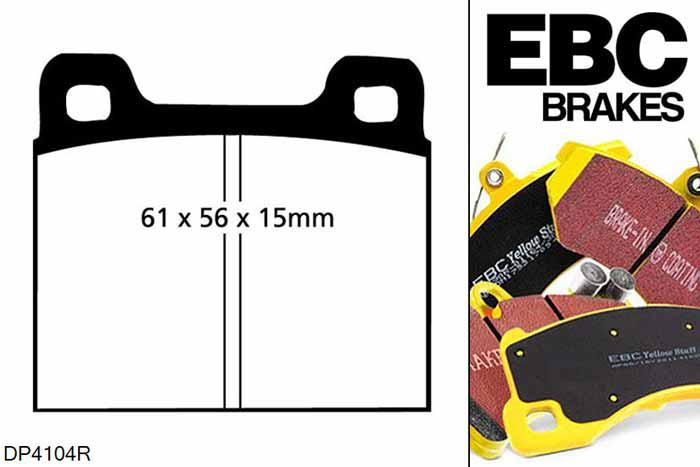 DP4104R, Opel Monza, 2.5 Monza, EBC Yellowstuff remblokken set achteras Voor modellen met ATE remklauwen aan de achteras, Voor modellen met remschijf diameter van 279mm aan de achteras