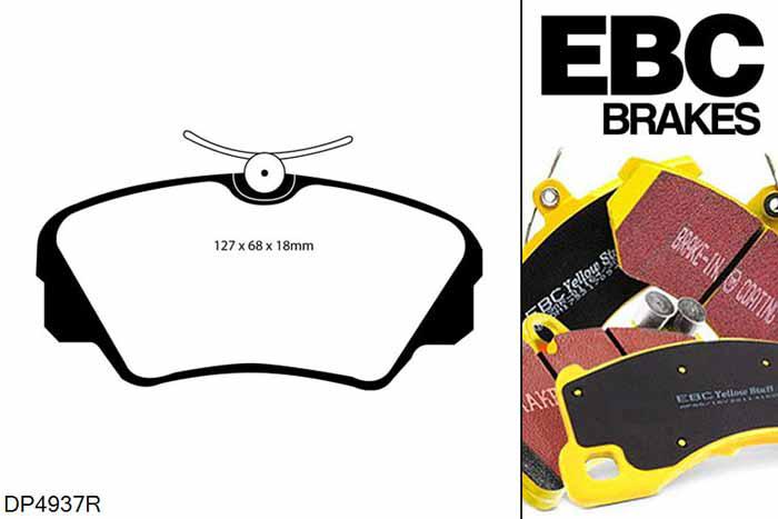 DP4937R, Opel Omega, 2.2 TD 2000-2003, EBC Yellowstuff remblokken set vooras, Voor modellen met Girling/TRW remklauwen aan de vooras, Voor modellen met een remschijf diameter 296mm