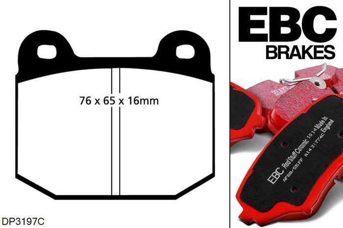 DP3197C, Opel Manta, 1.6 1975-1981, EBC Redstuff remblokken set vooras, Voor modellen met ATE remklauwen aan de vooras, Voor modellen met een remschijf diameter 246mm