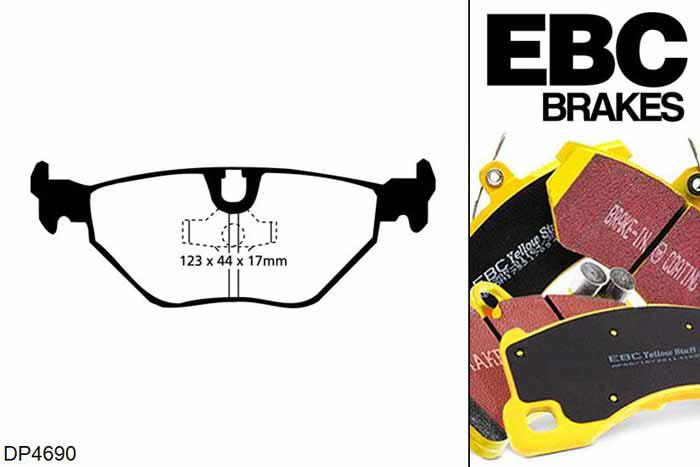 DP4690R, BMW 5 Series (E34), 540 i (4.0) 5 Series (E34), EBC Yellowstuff remblokken set achteras Voor modellen met ATE remklauwen aan de achteras, Voor modellen met remschijf diameter van 300mm aan de achteras