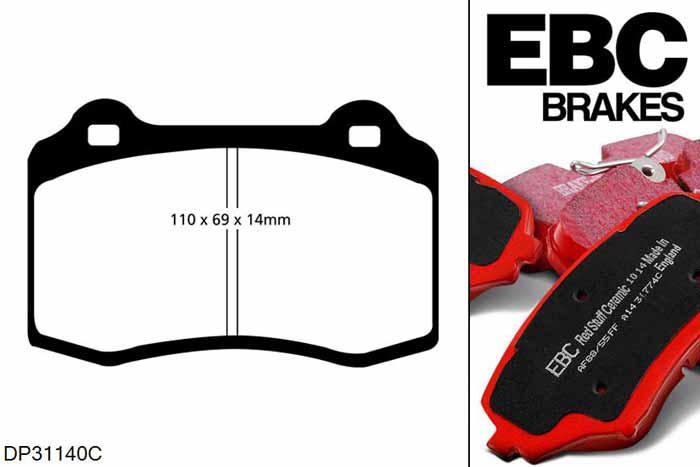 DP31140C, Hyundai Genesis Coupe, 3.8 350 PK 2012-2016, EBC Redstuff remblokken set achteras, Voor modellen met remschijf diameter van 330mm aan de achteras