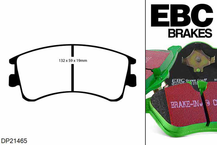 DP21465, Mazda 6, 2.3 (GY) 165 PK 2002-2008, EBC Greenstuff remblokken set vooras, Voor modellen met Akebono remklauwen aan de vooras, Voor modellen met een remschijf diameter 283mm