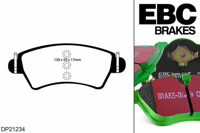 DP21234, Citroen Xsara, 1.8 16v 1998-2000, EBC Greenstuff remblokken set vooras, Voor modellen met Bosch remklauwen aan de vooras, Voor modellen met een remschijf diameter 266mm