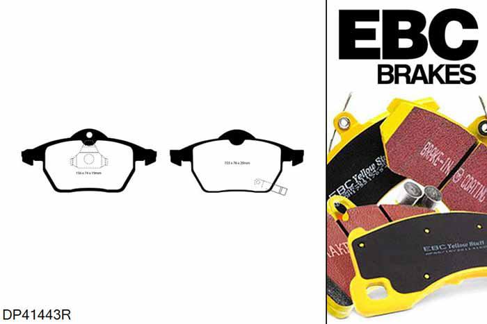 DP41443R, Opel Astra Coupe, 2.0 Turbo 2000-2005, EBC Yellowstuff remblokken set vooras, Voor modellen met ATE remklauwen aan de vooras, Voor modellen met een remschijf diameter 308mm