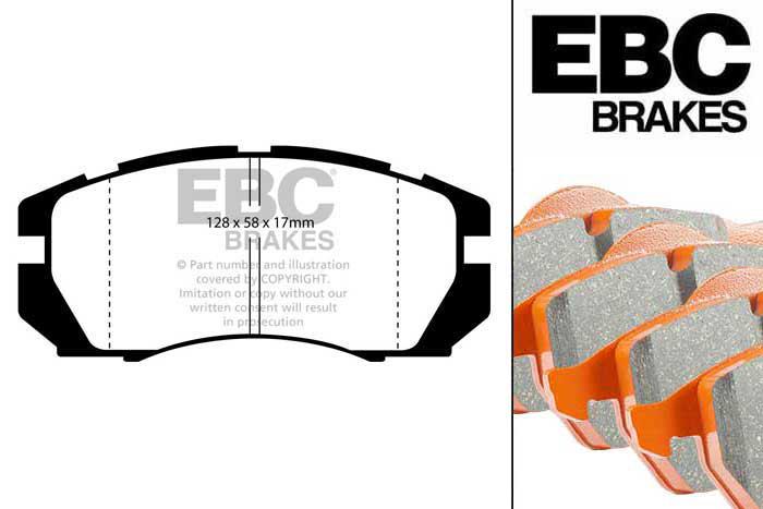 DP9966, Subaru Impreza, 2.0 Turbo 1994-1996, EBC Orangestuff remblokken set vooras, Voor modellen met een remschijf diameter 277mm