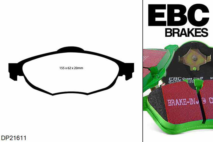 DP21611, Chrysler Sebring, 2.0 2001-2006, EBC Greenstuff remblokken set vooras, Voor modellen met een remschijf diameter 282mm