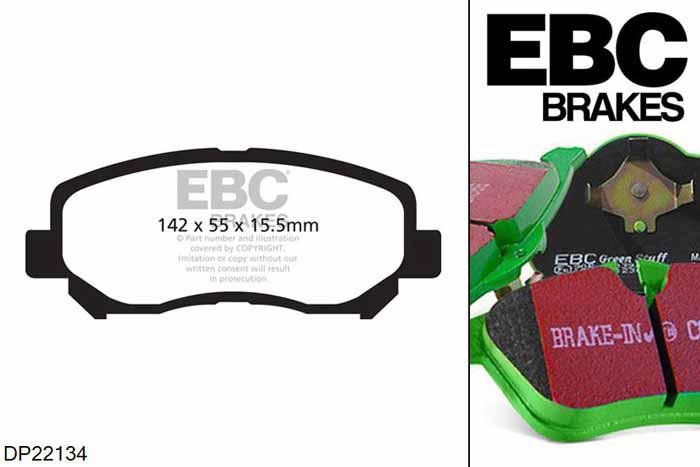 DP22134, Mazda CX-5 (1st Gen), 2.0 162 PK 2012-2016, EBC Greenstuff remblokken set vooras, Voor modellen met een remschijf diameter 297mm